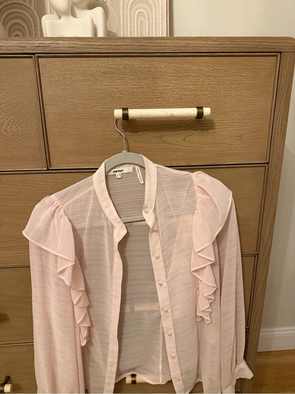 Vero Moda Women's Pink Ruffle-Trim Button-Up Blouse